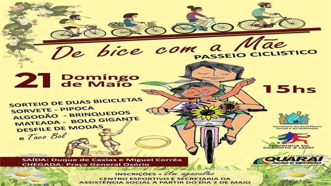 PASSEIO CICLÍSTICO DAS MÃES E LANÇAMENTO DA CAMPANHA DO AGASALHO NESTE DOMINGO