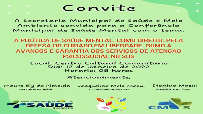 Conferência Municipal de Saúde Mental.
